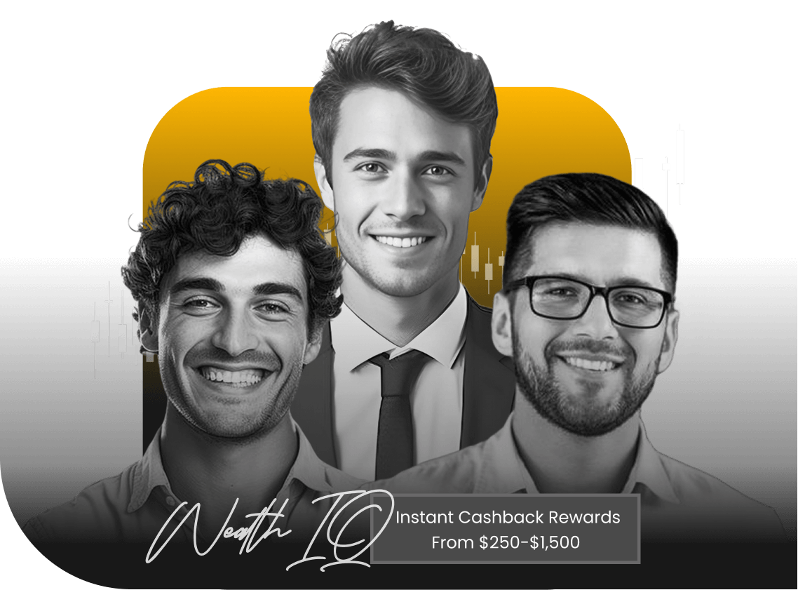 Three professionals — instant cashback rewards from $250 to $1,500