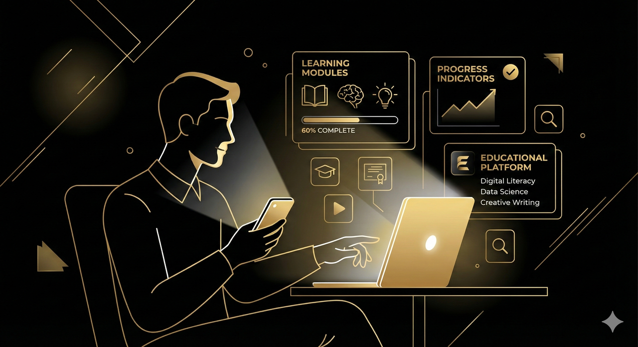 Learning modules and progress indicators